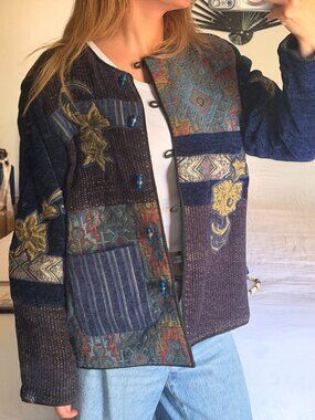 Rare Vintage Patchwork Tapestry Jacket – One of a Kind